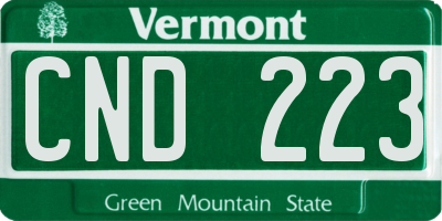 VT license plate CND223