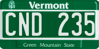 VT license plate CND235