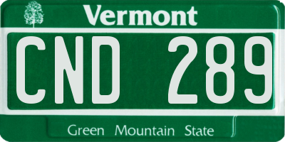 VT license plate CND289