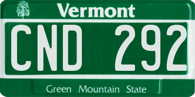 VT license plate CND292