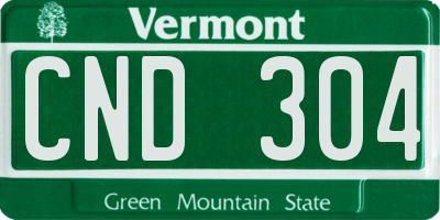 VT license plate CND304