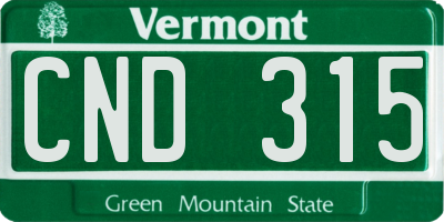 VT license plate CND315
