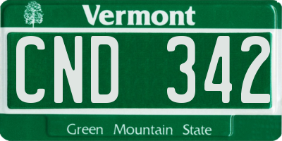 VT license plate CND342