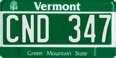 VT license plate CND347
