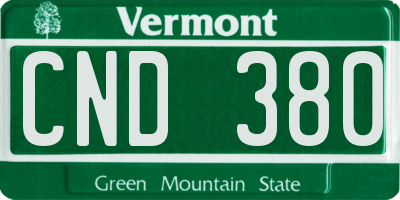 VT license plate CND380