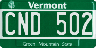 VT license plate CND502