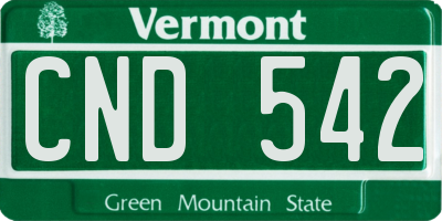VT license plate CND542