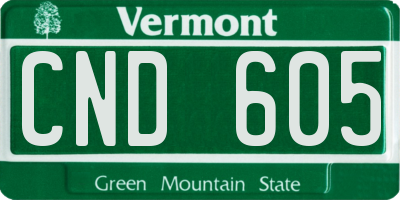 VT license plate CND605