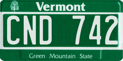 VT license plate CND742