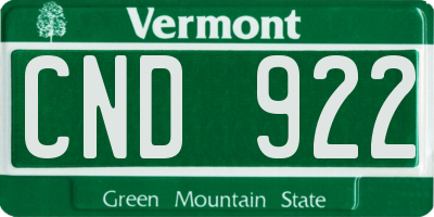 VT license plate CND922