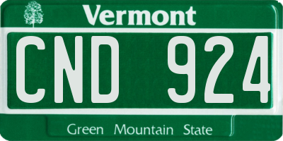 VT license plate CND924
