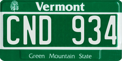 VT license plate CND934