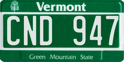 VT license plate CND947