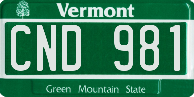 VT license plate CND981