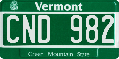 VT license plate CND982