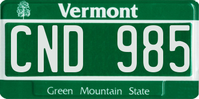 VT license plate CND985