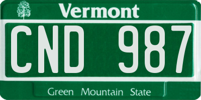 VT license plate CND987