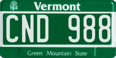 VT license plate CND988
