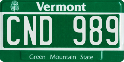 VT license plate CND989
