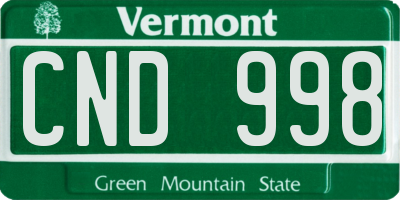 VT license plate CND998