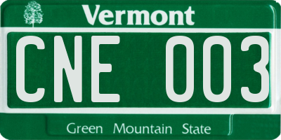 VT license plate CNE003