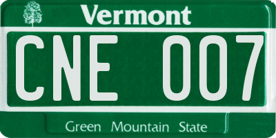 VT license plate CNE007