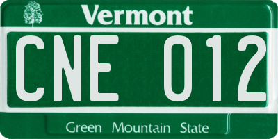 VT license plate CNE012