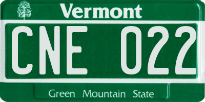 VT license plate CNE022