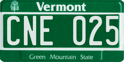 VT license plate CNE025