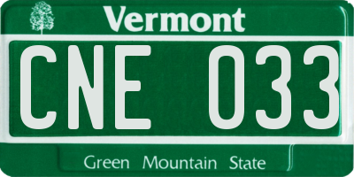 VT license plate CNE033