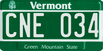 VT license plate CNE034