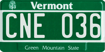 VT license plate CNE036