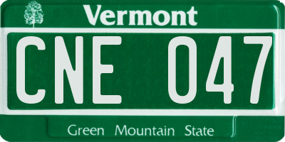 VT license plate CNE047