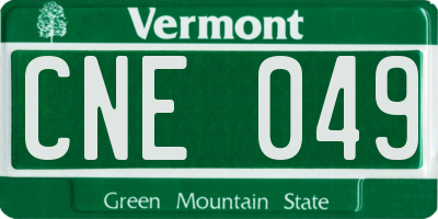 VT license plate CNE049