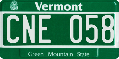 VT license plate CNE058