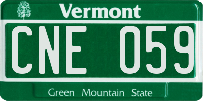 VT license plate CNE059
