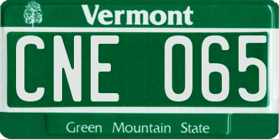 VT license plate CNE065