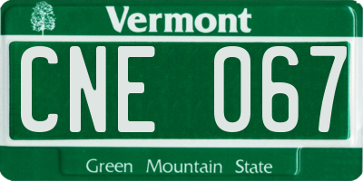 VT license plate CNE067