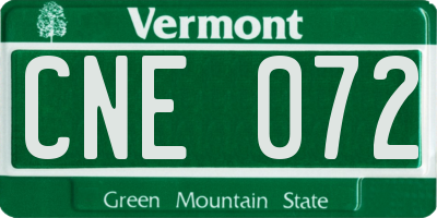 VT license plate CNE072
