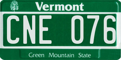 VT license plate CNE076