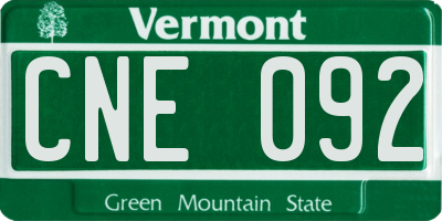 VT license plate CNE092