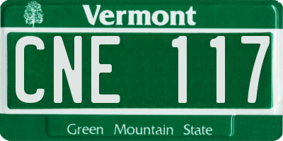 VT license plate CNE117