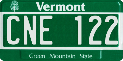 VT license plate CNE122