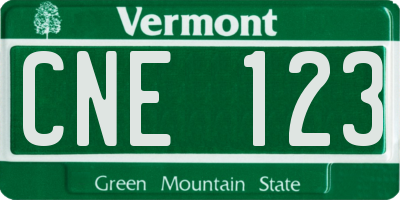 VT license plate CNE123