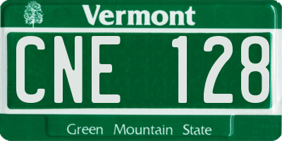 VT license plate CNE128