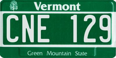 VT license plate CNE129