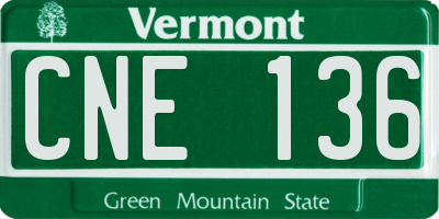 VT license plate CNE136