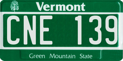 VT license plate CNE139