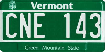 VT license plate CNE143