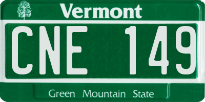 VT license plate CNE149